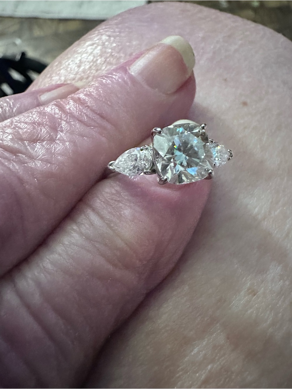925 Sterling Silver Three-Stone Moissianite 3.78 CWT Engagement Ring- Size 7 NWT